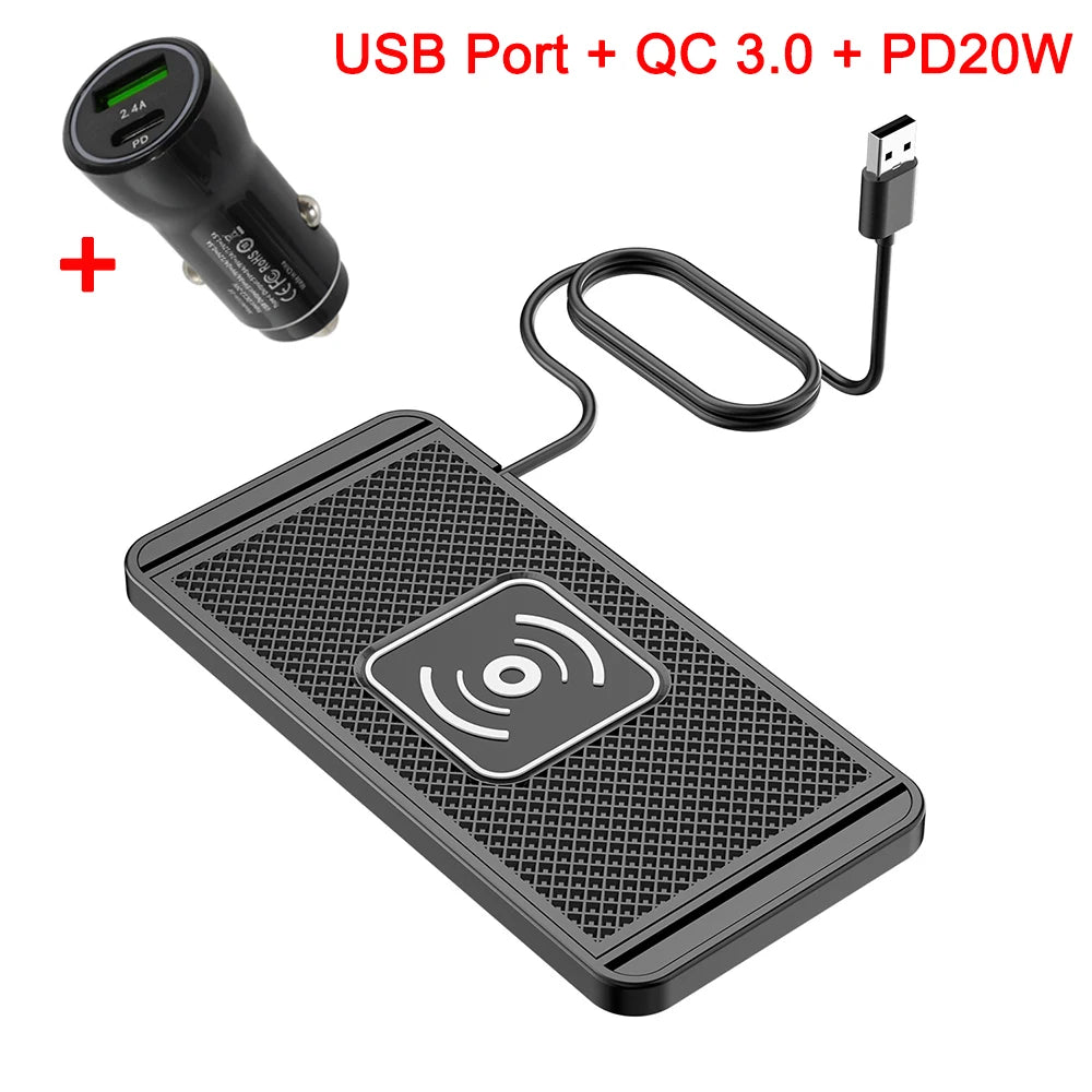Wireless Car Charger Pad – Fast Type-C Charging Stand for iPhone & Samsung