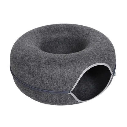 Plush 2-in-1 Donut Cat Tunnel Bed