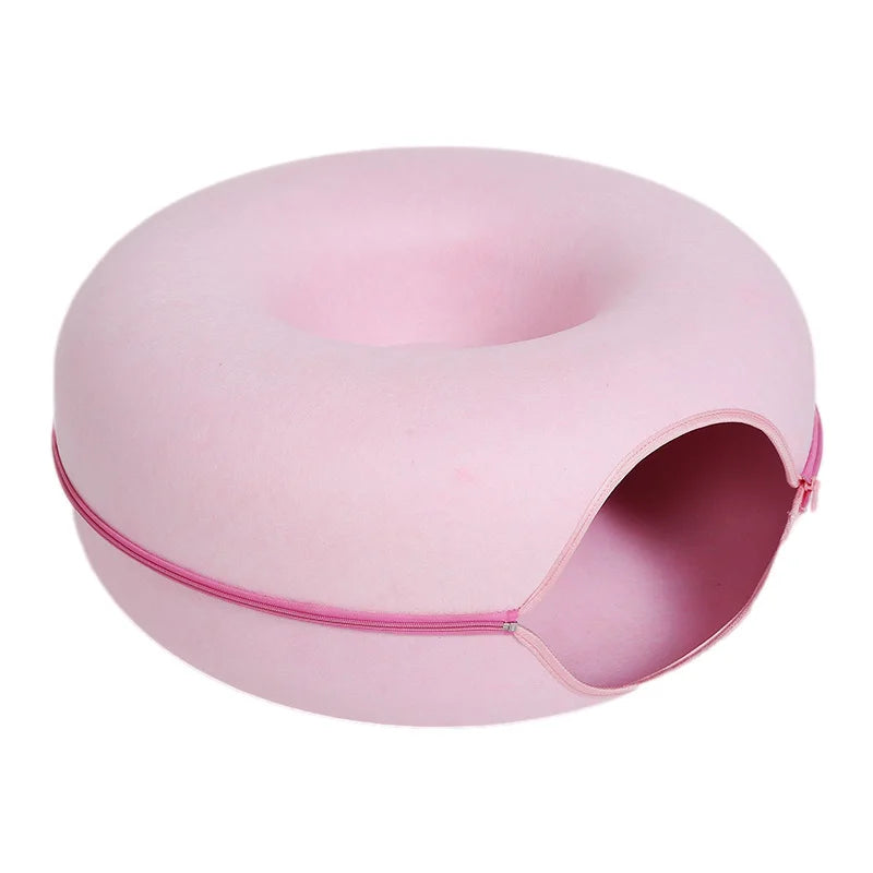 Plush 2-in-1 Donut Cat Tunnel Bed