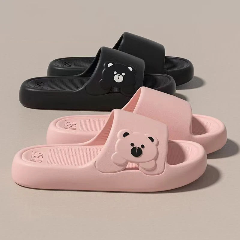 Cute Bear Comfort Slides – Soft EVA Non-Slip Indoor Slippers for Women
