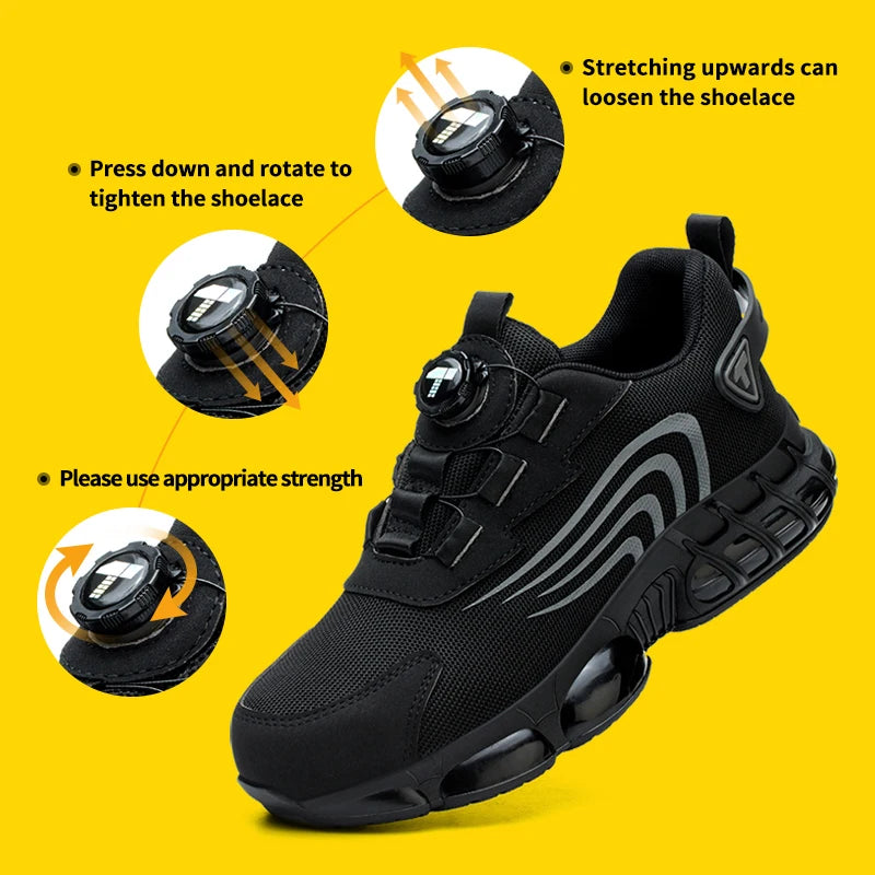 Rotary Button Safety Shoes – Anti-Impact & Anti-Piercing Work Footwear