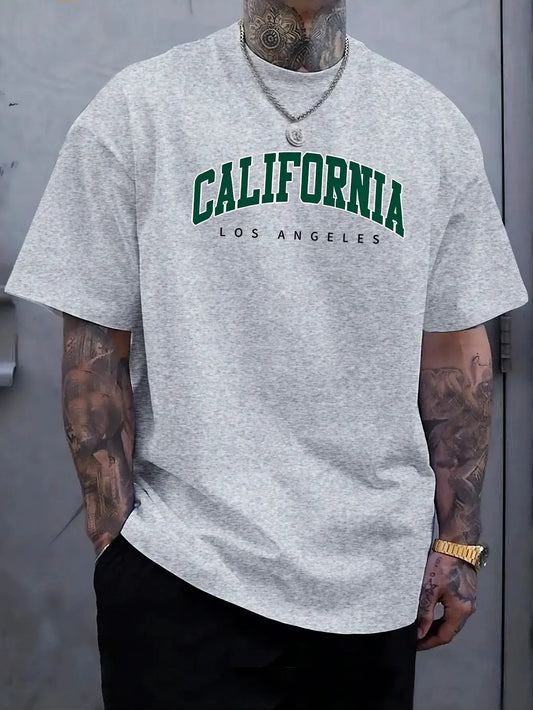 California Letter Cotton T-Shirt – Men’s Summer Casual Loose Tee