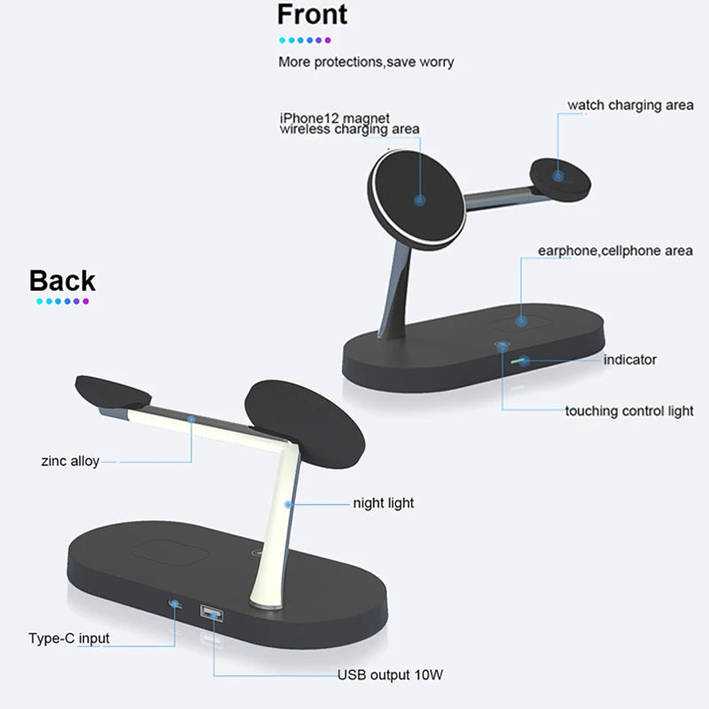 3-in-1 Wireless Charging Stand – Fast Charger for iPhone, Watch & AirPods