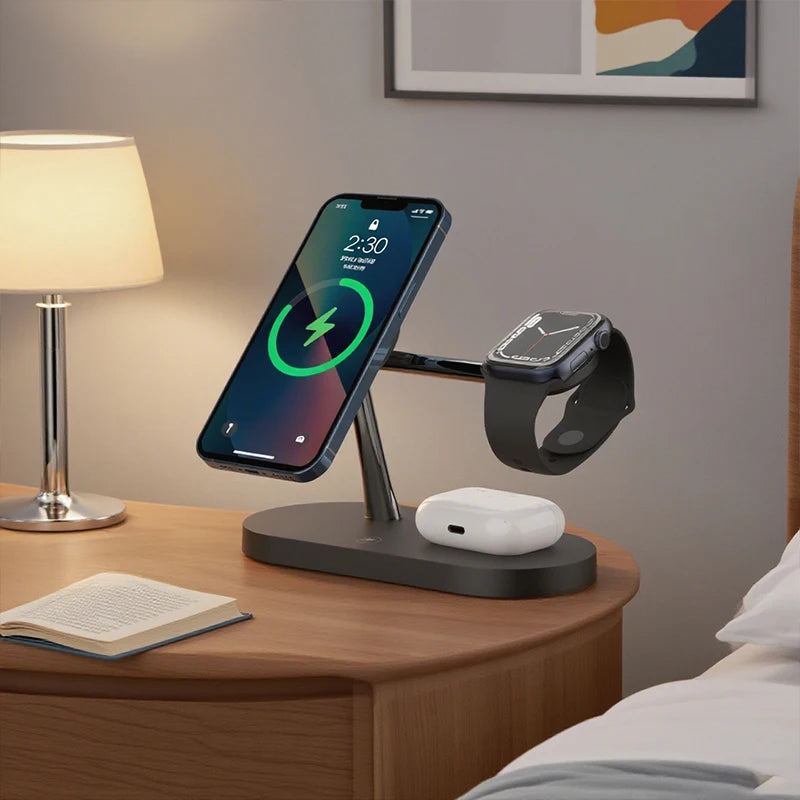 3-in-1 Wireless Charging Stand – Fast Charger for iPhone, Watch & AirPods