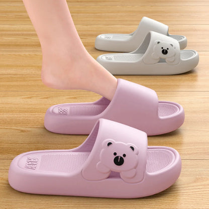 Cute Bear Comfort Slides – Soft EVA Non-Slip Indoor Slippers for Women
