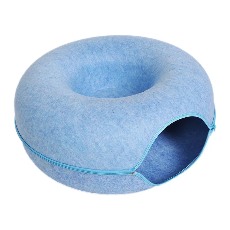 Plush 2-in-1 Donut Cat Tunnel Bed