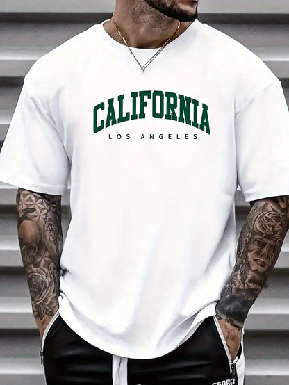 California Letter Cotton T-Shirt – Men’s Summer Casual Loose Tee