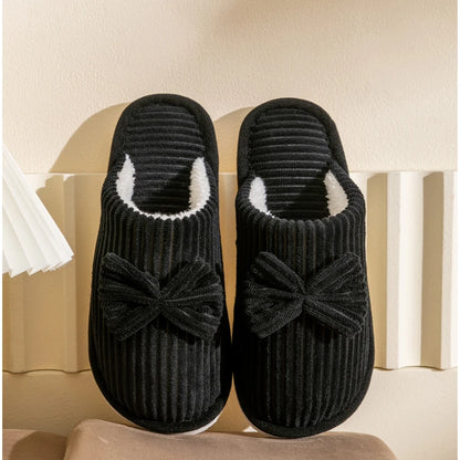 Women’s Bow Indoor Slippers – Soft & Cozy Fall/Winter Footwear