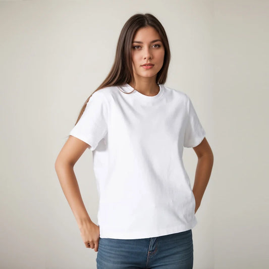 Heavy Cotton Y2K Tee – Casual O-Neck Short Sleeve Top for Women