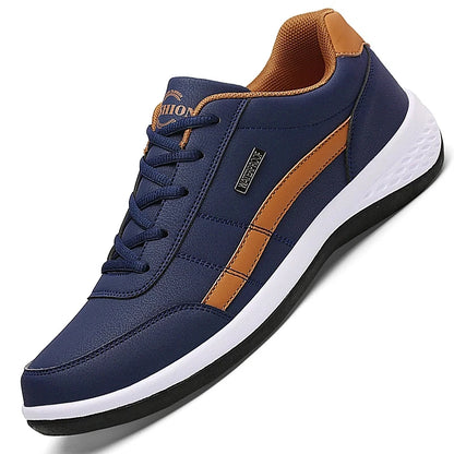 Leather Casual Sneakers – Trendy Breathable Vulcanized Shoes