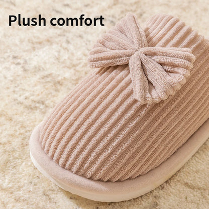 Women’s Bow Indoor Slippers – Soft & Cozy Fall/Winter Footwear