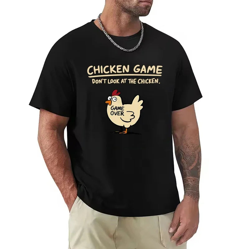 Chicken Game Graphic T-Shirt – Men’s Casual Round Neck Tee