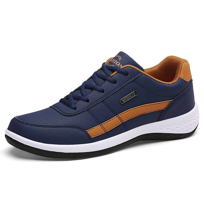 Leather Casual Sneakers – Trendy Breathable Vulcanized Shoes