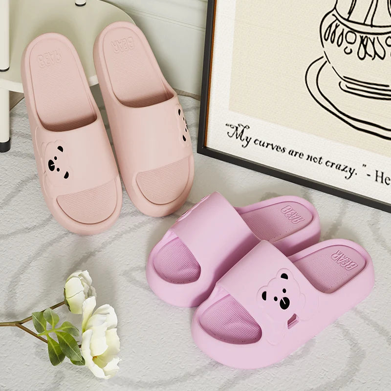 Cute Bear Comfort Slides – Soft EVA Non-Slip Indoor Slippers for Women