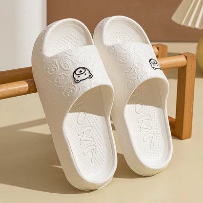 Summer Bear Print Slippers – Soft Non-Slip Indoor Sandals