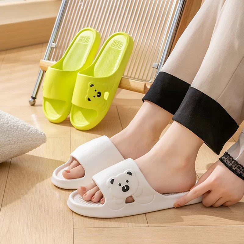 Cute Bear Comfort Slides – Soft EVA Non-Slip Indoor Slippers for Women