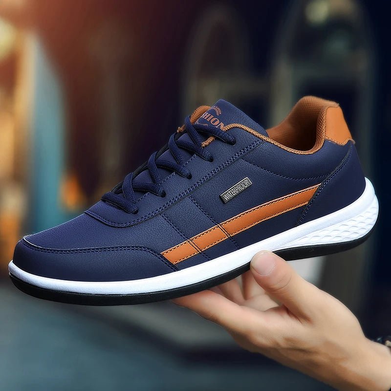 Leather Casual Sneakers – Trendy Breathable Vulcanized Shoes