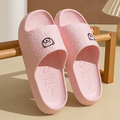 Summer Bear Print Slippers – Soft Non-Slip Indoor Sandals