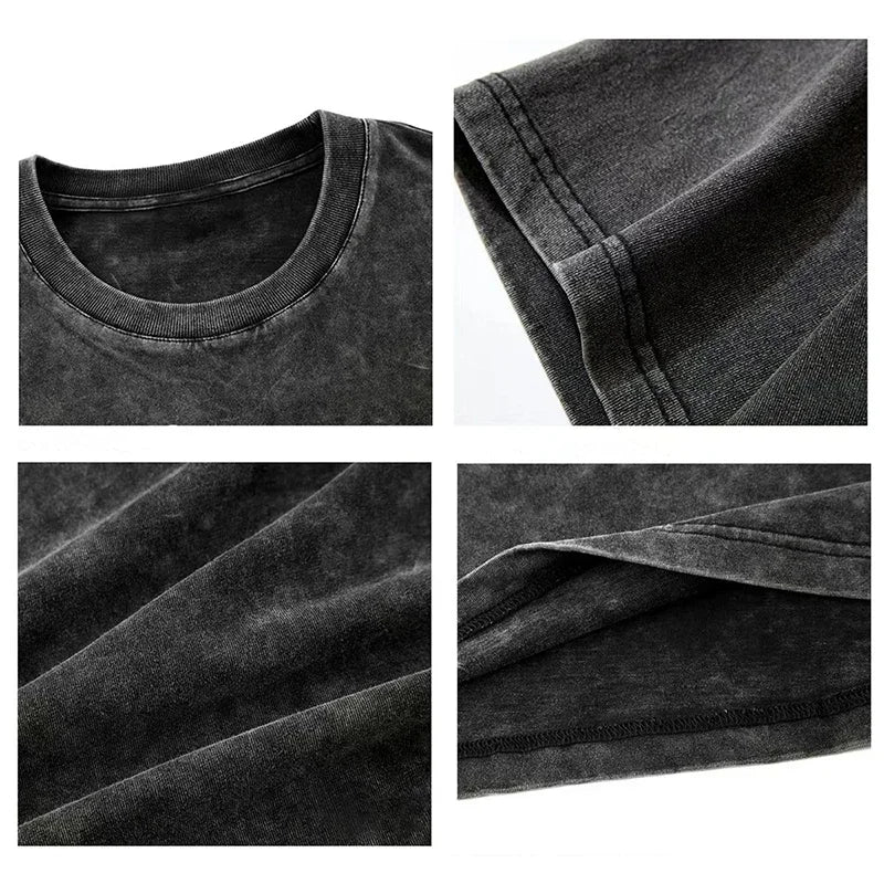 Washed Vintage Acid T-Shirt – Retro Street Hip Hop Top for Women