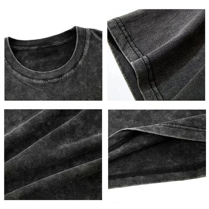 Washed Vintage Acid T-Shirt – Retro Street Hip Hop Top for Women