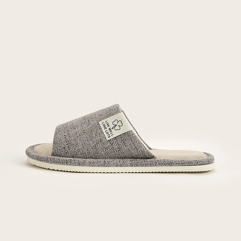 Linen Home Slippers – Breathable Open-Toe Comfort for Men & Women