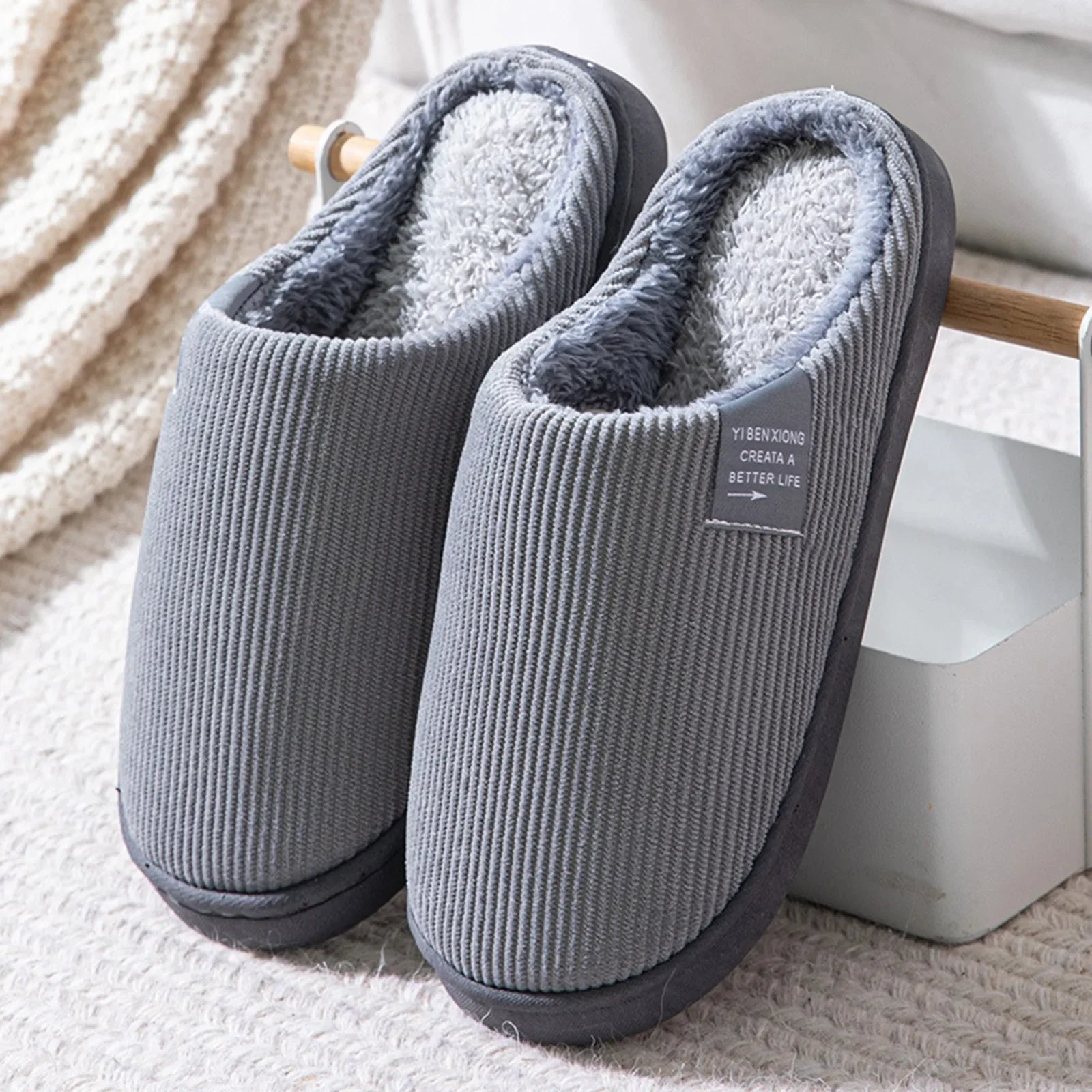 Unisex Plush Home Slippers – Soft Anti-Slip Winter Footwear