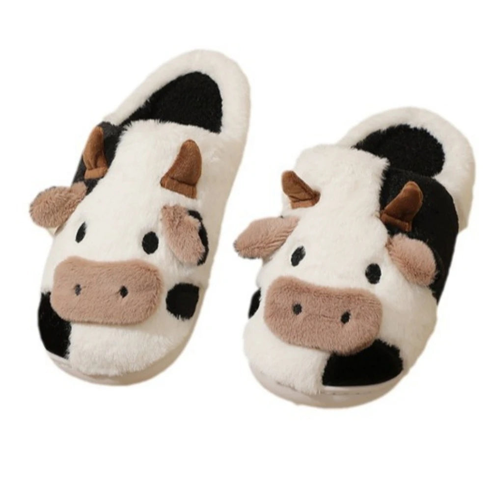 Unisex Cartoon Cow Winter Slippers – Warm & Cozy Indoor Footwear