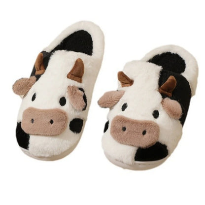 Unisex Cartoon Cow Winter Slippers – Warm & Cozy Indoor Footwear