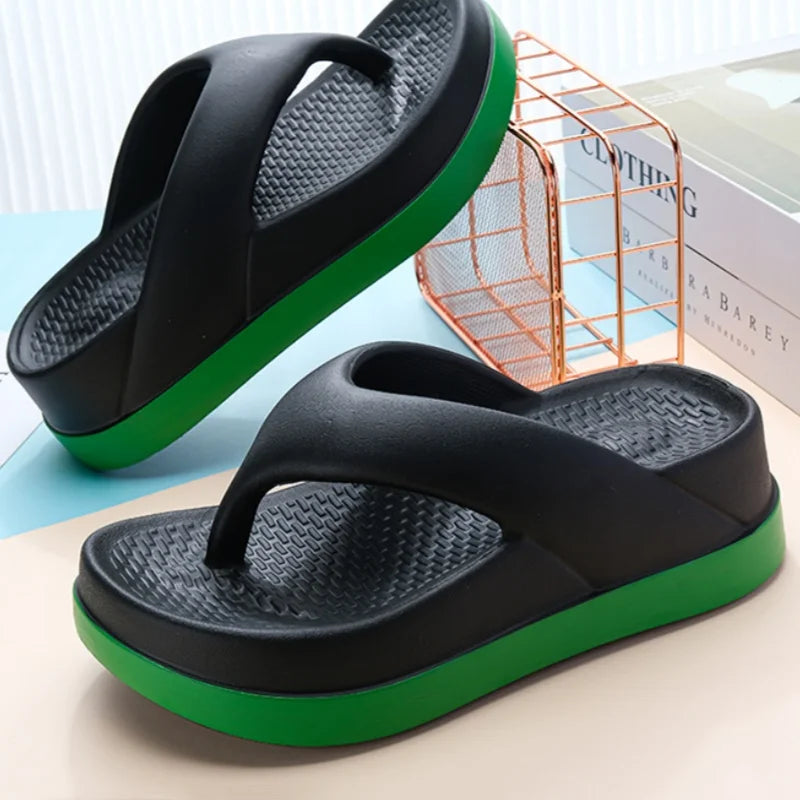 Women’s Trendy Platform Flip Flops – Casual Non-Slip Outdoor Sandals